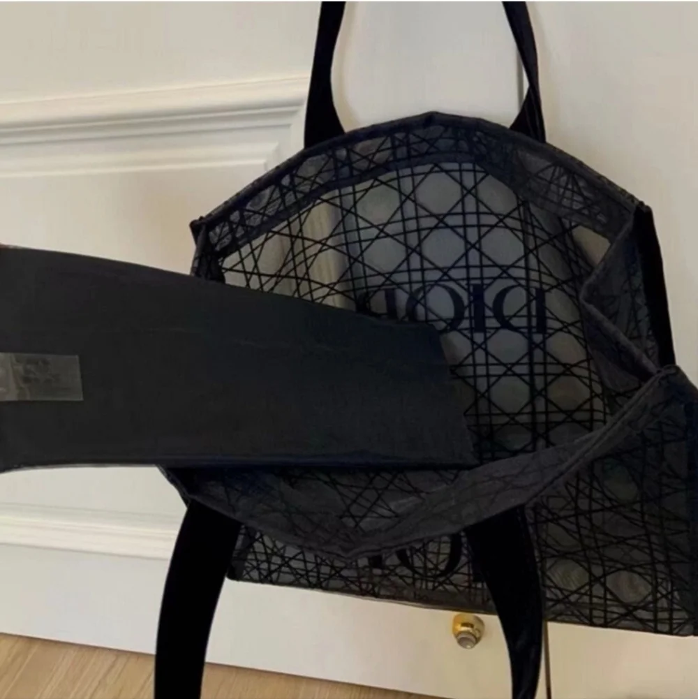 DIOR Black Velvet Mesh Cannage Pattern Tote Bag, GWP, New! - Picture 5 of 9